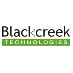 Logo for Blackcreek Technologies. Blackcreek is written in black text with green dots forming the letter k. TECHNOLOGIES appears below in white uppercase letters inside a green rectangle.