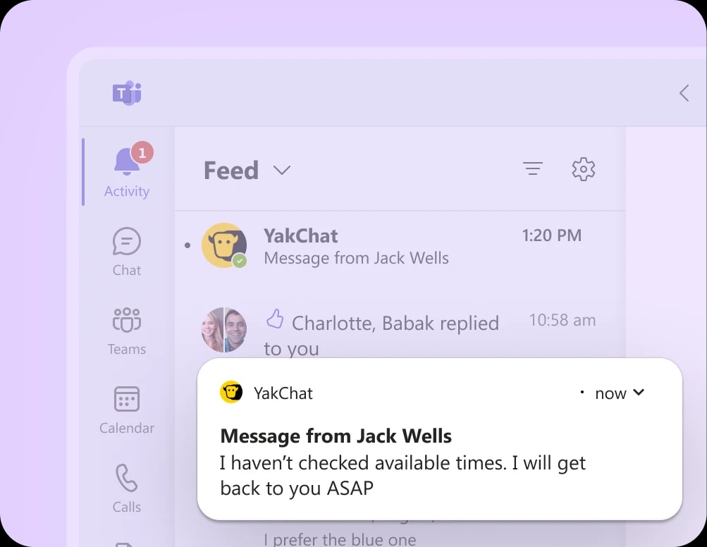 Microsoft Teams popup notification