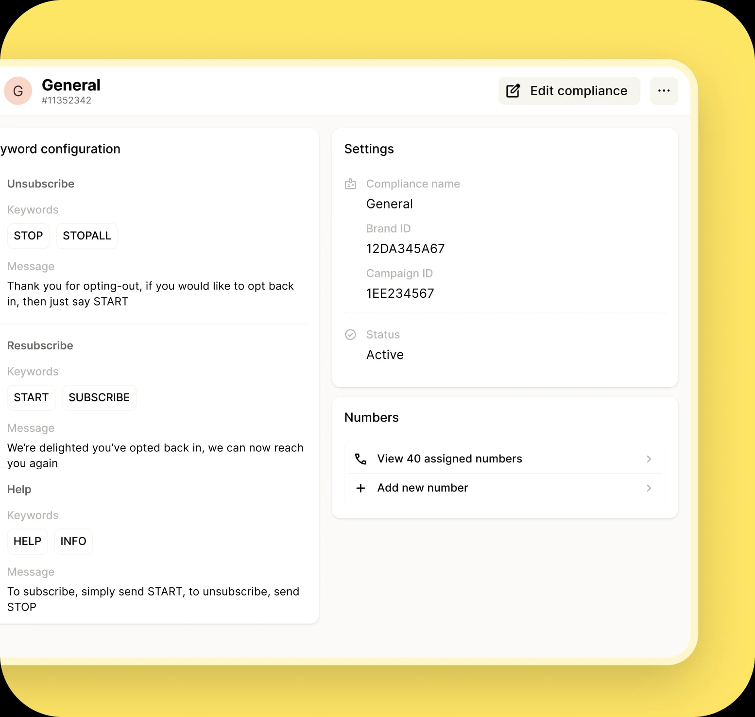 Compliance settings in the admin portal