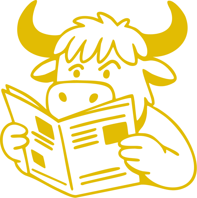Illustration of a yak reading a newspaper
