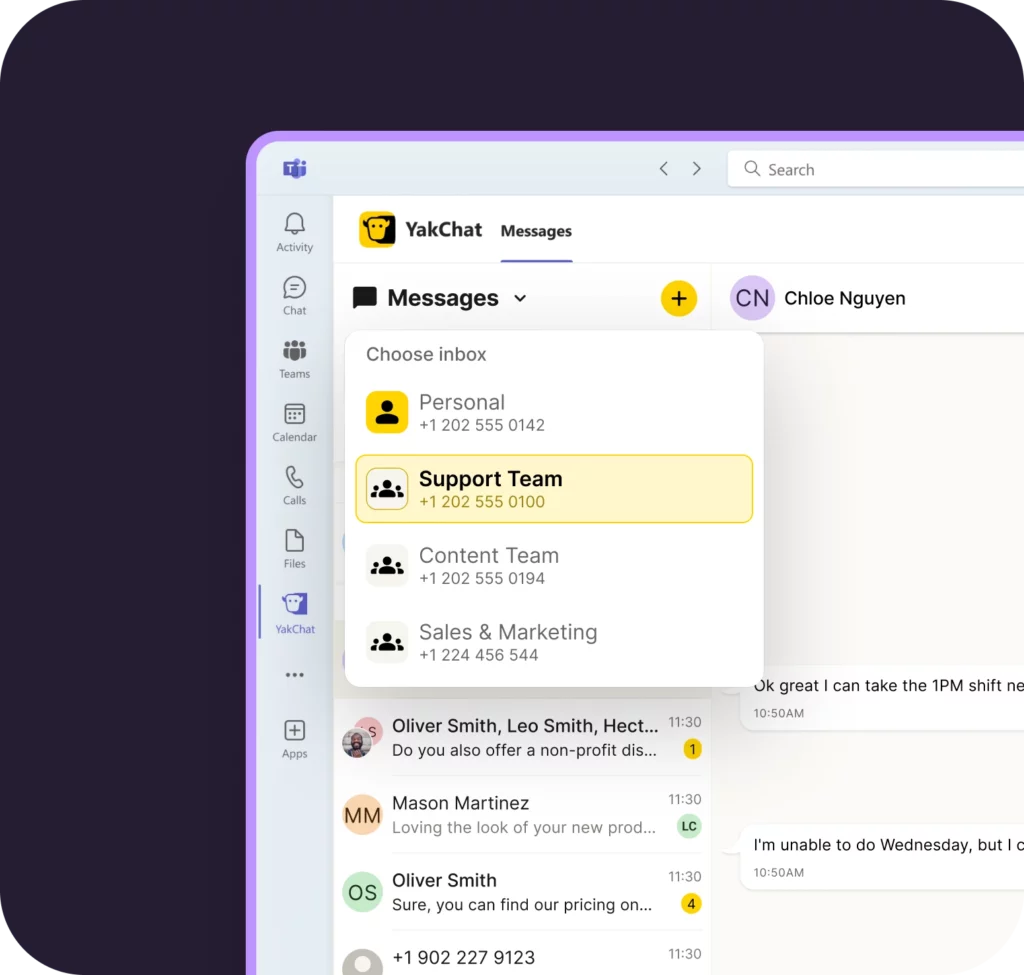 Navigate between personal and shared inboxes
