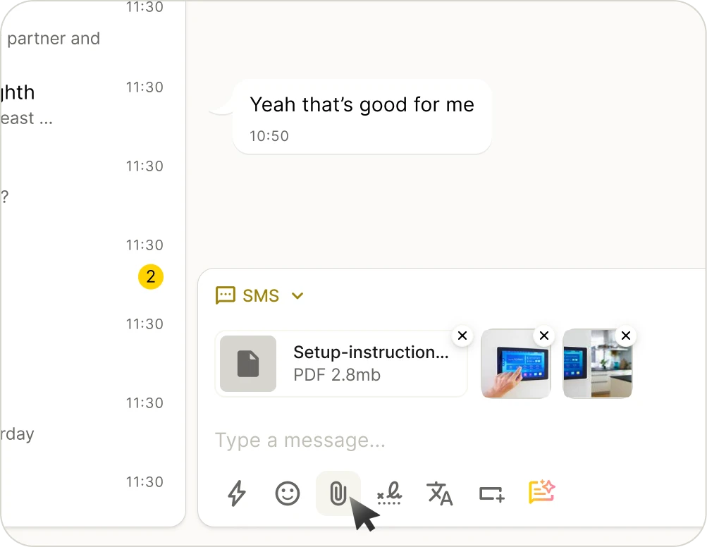 MMS attach files to conversations
