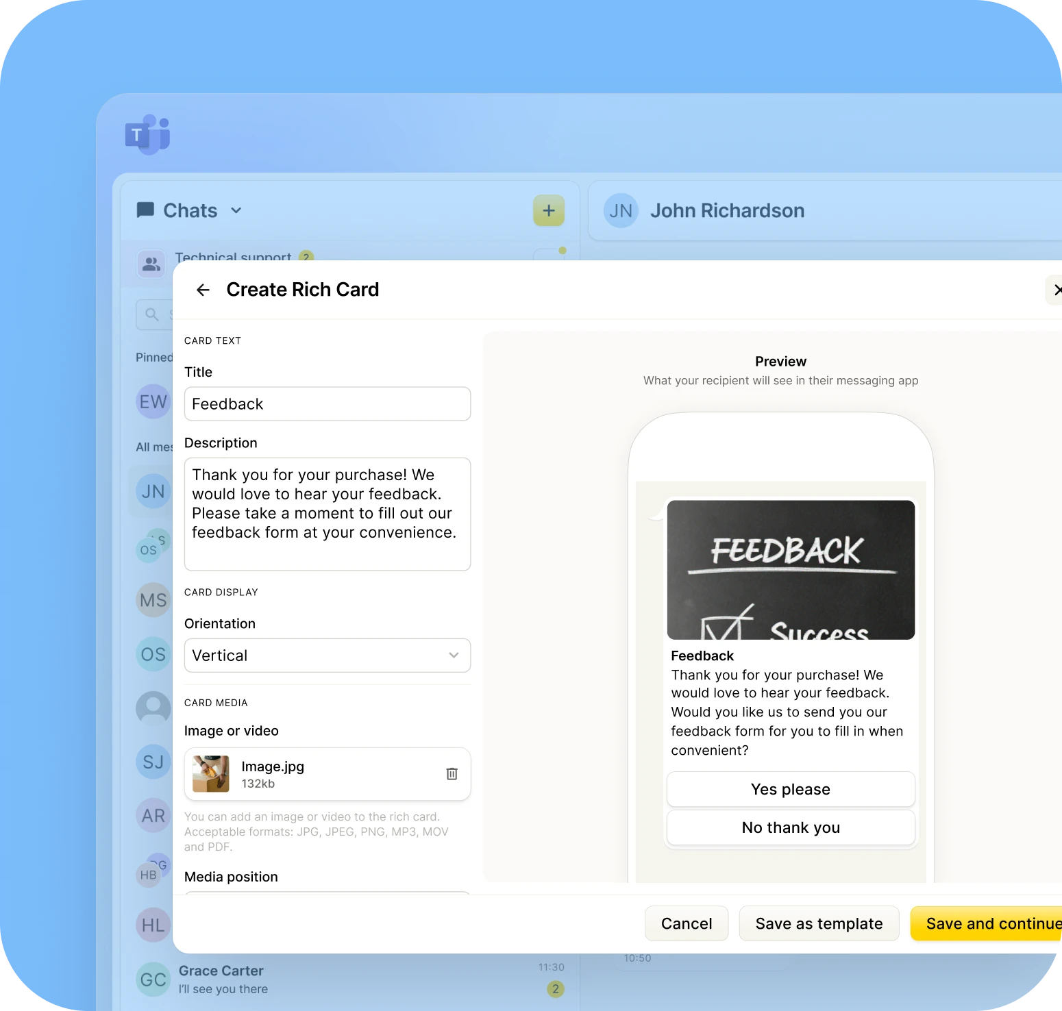 Rich card editor
